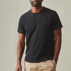 American Giant Mens Black Pocket‎ T Shirt Size M Made in USA Cotton Crew Neck